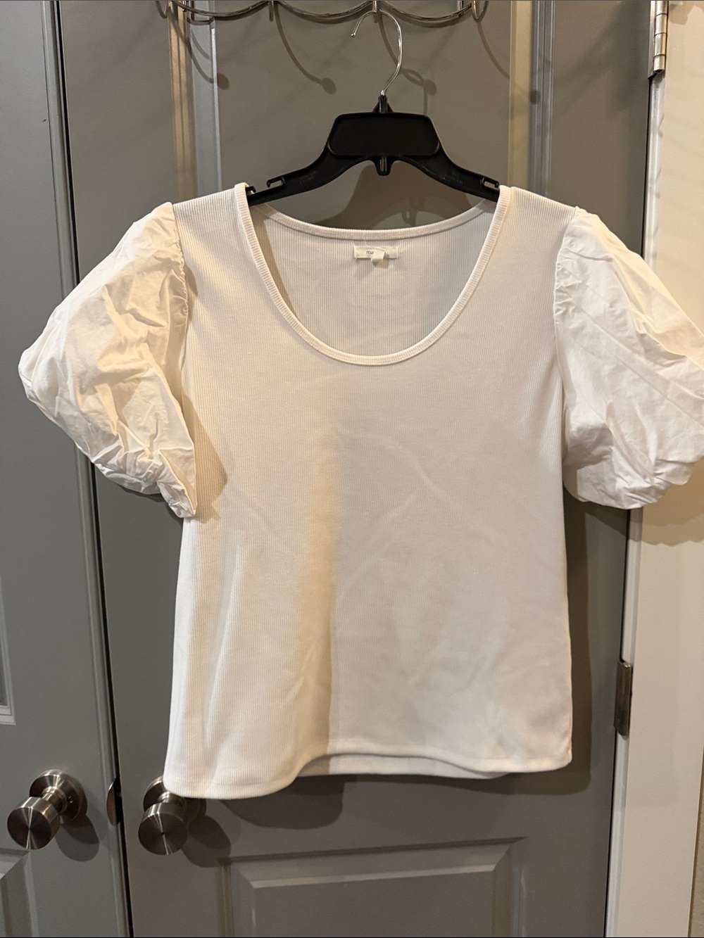Maurices White Scoop Neck Puff Sleeve Top